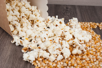 delicious popcorn on the wooden table