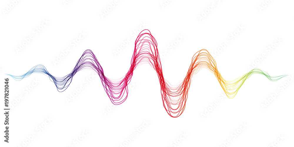 Poster Vector waves lines colorful flowing isolated on white background for design elements in music concept.