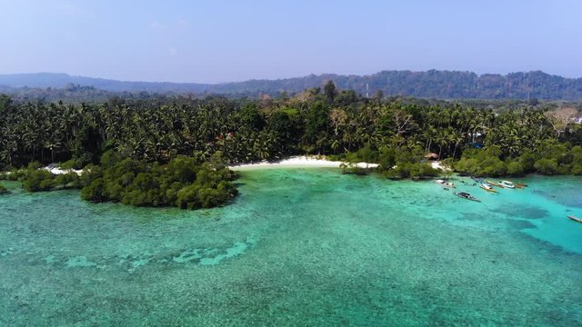 Aerial view of an amazing beach of havelock, Andaman and Nicobar Islands, India 