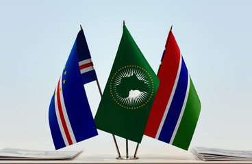 Flags of Cape Verde African Union and The Gambia