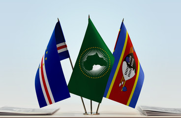 Flags of Cape Verde African Union and Swaziland