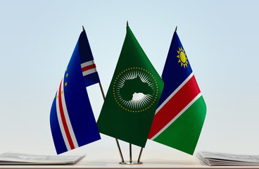 Flags of Cape Verde African Union and Namibia