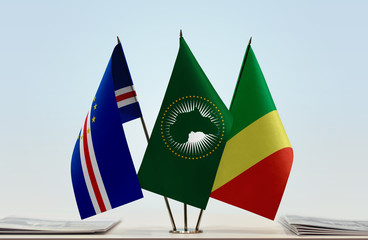 Flags of Cape Verde African Union and  Republic of the Congo