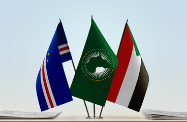 Flags of Cape Verde African Union and Sudan