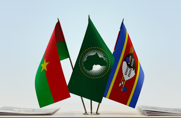 Flags of Burkina Faso African Union and Swaziland