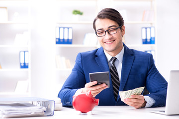 Businessman thinking about his savings during crisis