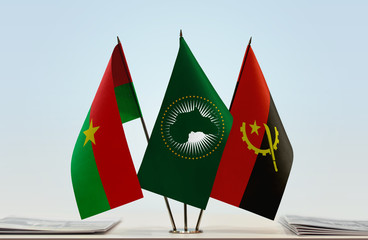 Flags of Burkina Faso African Union and Angola
