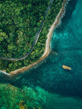 Beach and road.