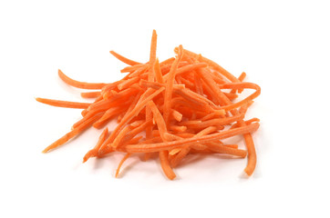Pile of fresh organic shredded carrots