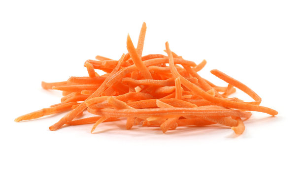Pile of fresh organic shredded carrots