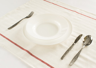cutlery on tablecloths, dish spoon fork knife