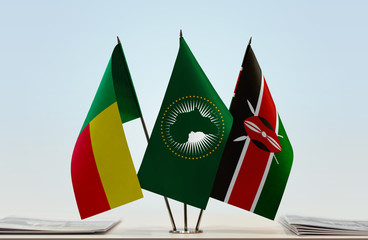 Flags of Benin African Union and Kenya