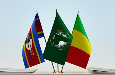 Flags of Swaziland African Union and Mali
