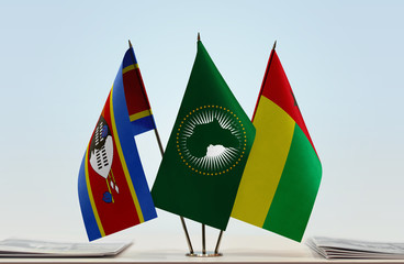 Flags of Swaziland African Union and Guinea-Bissau