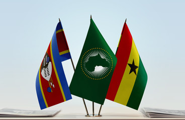 Flags of Swaziland African Union and Ghana