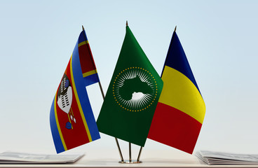 Flags of Swaziland African Union and Chad