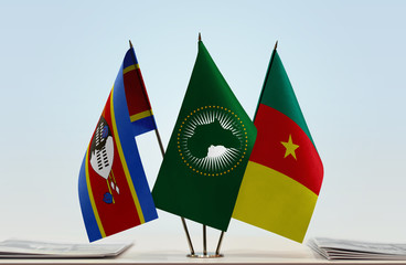 Flags of Swaziland African Union and Cameroon