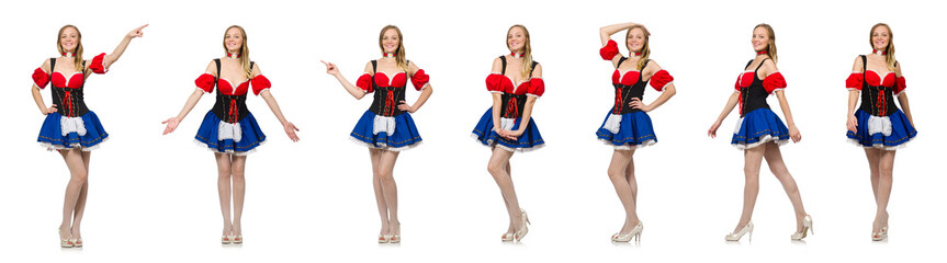 Woman in Oktoberfest concept on white