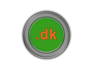 Bulk green button with the designation of the domain of Denmark, white background
