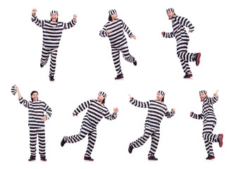 Prison inmate isolated on the white background