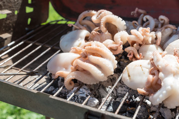 Cooking the grilled polyps