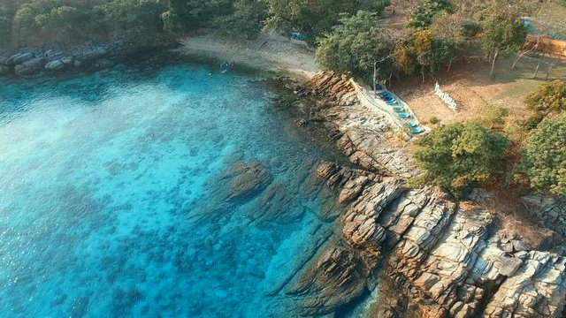 aerial view of beautiful clear sea water of racha island phuket southern of thailand