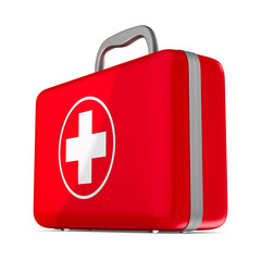 First aid kit on white background. Isolated 3D illustration