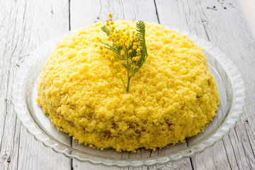 Traditional mimosa cake for Mother's Day