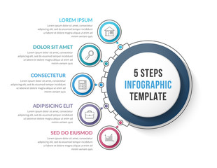 Fototapeta premium Infographic Template with Five Steps