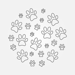 Paw Prints round minimal vector line illustration