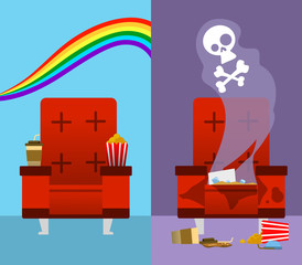 Naklejka premium Good And Bad Cinema Seat