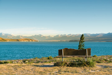Natural Tekapo lake in Southern New Zealand natural landscape background
