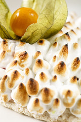 meringue pastry with physalis