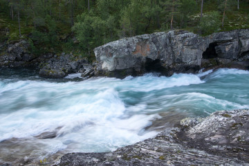 Mountain river in Norway summer trip