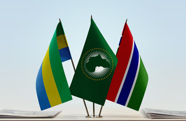 Flags of Gabon African Union and The Gambia