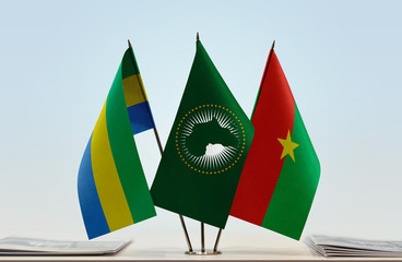 Flags of Gabon African Union and Burkina Faso