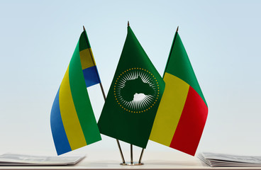 Flags of Gabon African Union and Benin