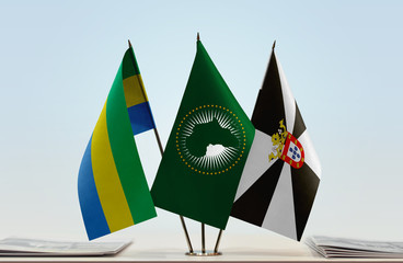 Flags of Gabon African Union and Ceuta