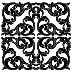 Vintage baroque ornament, corner. Retro pattern antique style acanthus. Decorative design element filigree calligraphy vector. - stock vector
