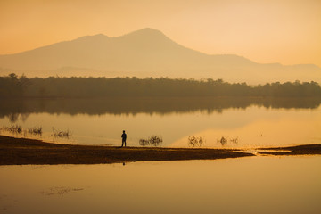 Angler in lake
