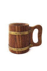 wooden beer mug isolated on white background