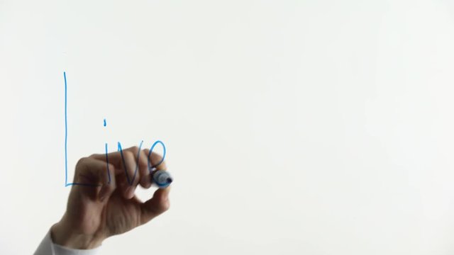 Live chat phrase written on glass, chatting and moral support of adherent online