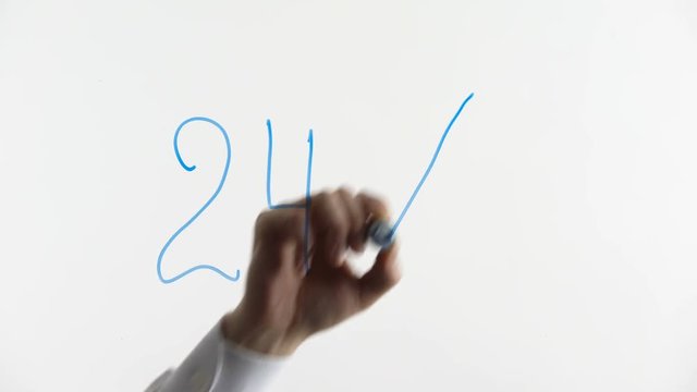 24 per 7 written on glass, round-the-clock work, support and services, modernization