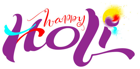 Happy holi indian festival text for greeting card