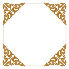 Golden vintage border frame engraving with retro ornament pattern in antique baroque style decorative design. Vector