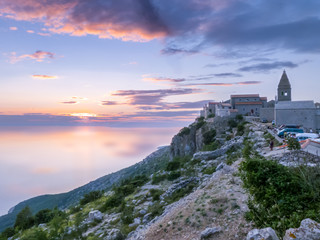 Sunset over Kuarner Bay on the Cres isle , from small village Lubenice , Croatia

