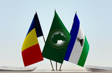 Flags of Chad African Union and Lesotho