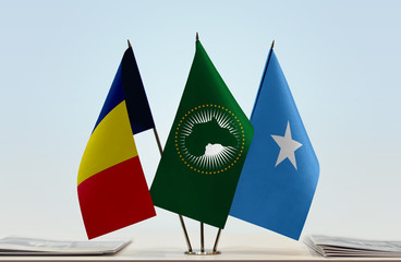 Flags of Chad African Union and Somalia