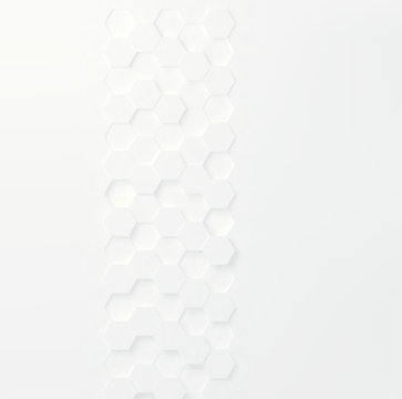 White geometric decorative element, hexagonal line background, vector pattern