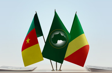 Flags of Cameroon African Union and Republic of the Congo